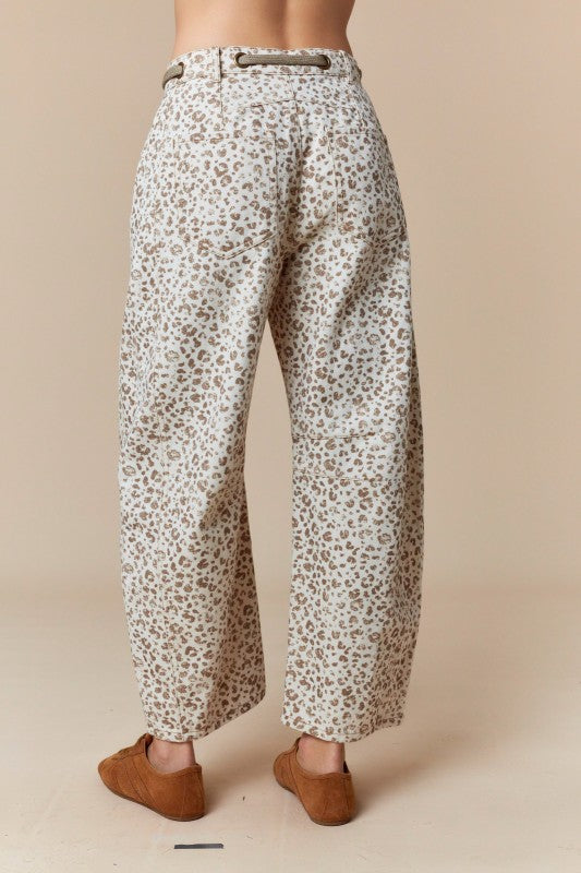Leopard Barrel Denim Pants