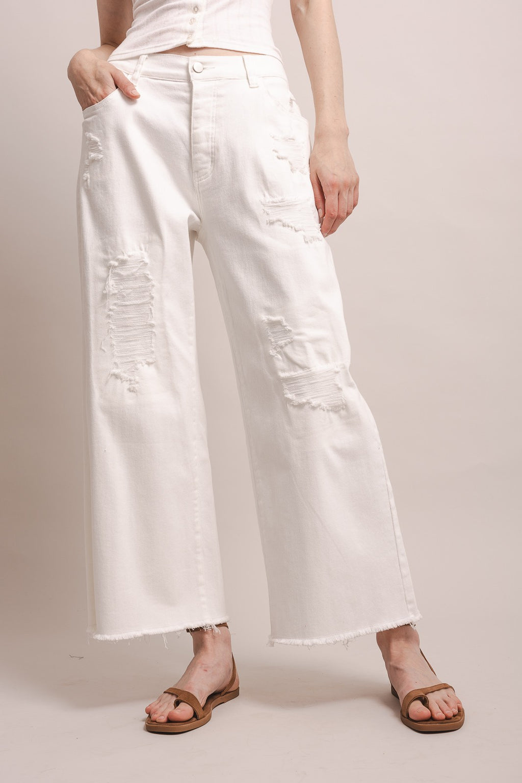 Distressed Wide Leg Pants