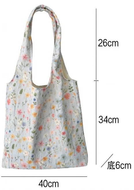 Floral Tote Bag - Blue