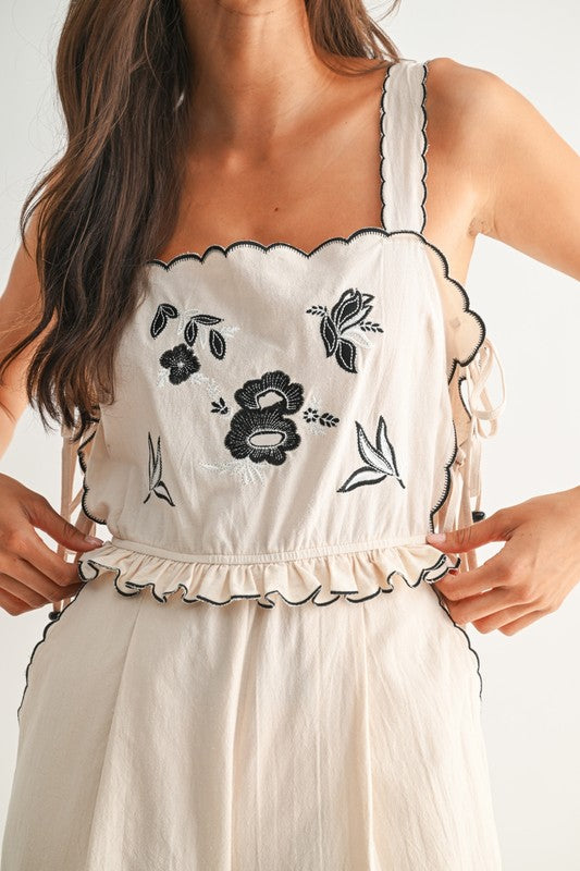 Embroidered Scalloped Jumpsuit