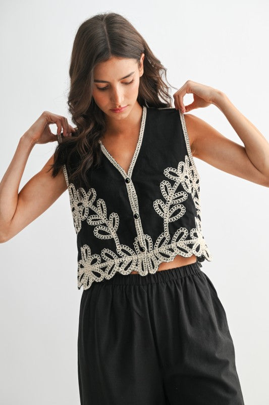 Embroidered Top and Pants Set