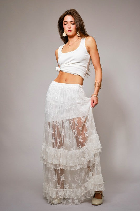 SHEER LACE MAXI SKIRT
