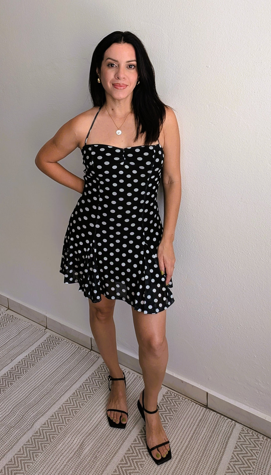 POLKA DOT HALTER DRESS