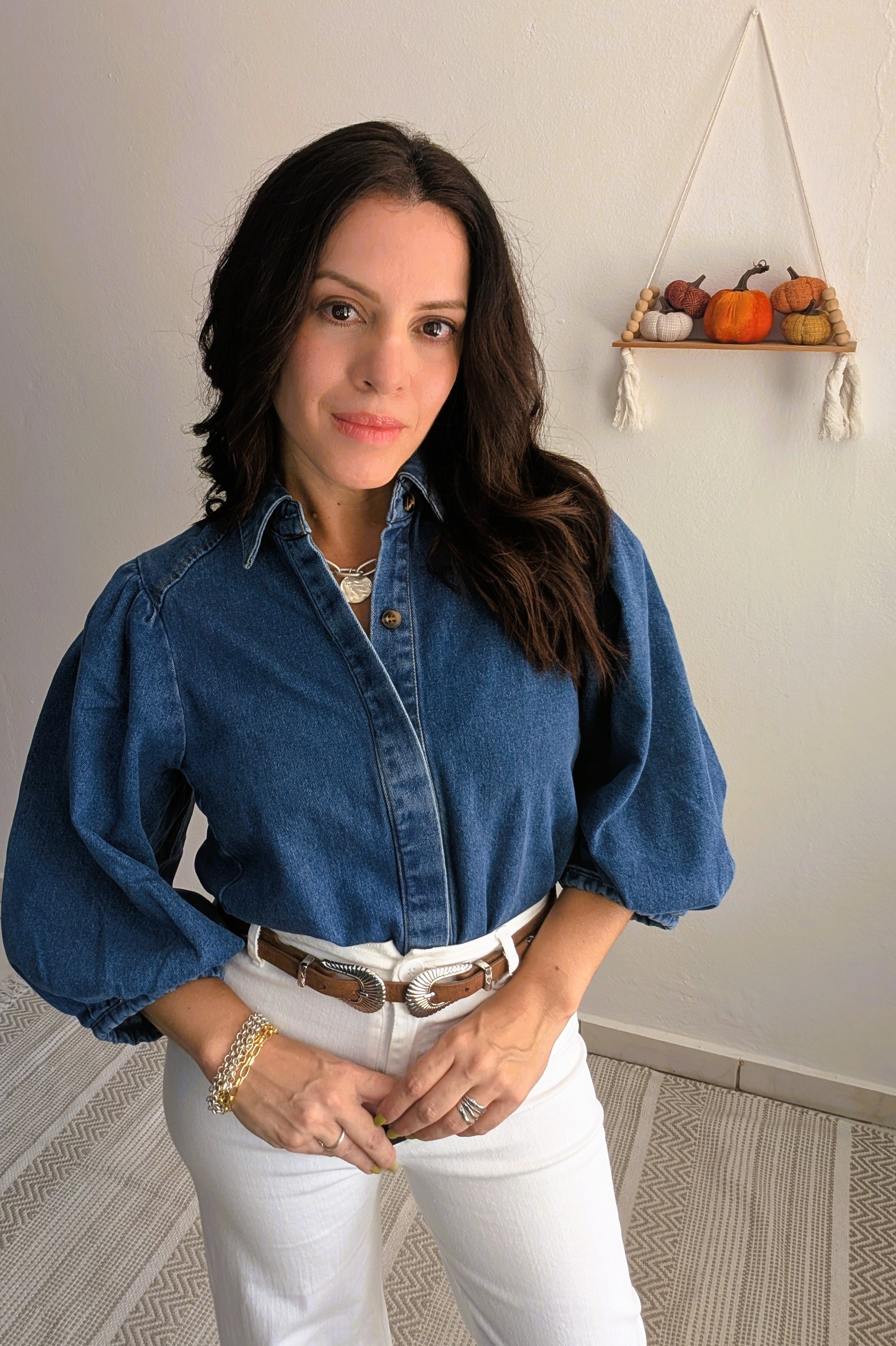 BALLOON SLEEVE DENIM SHIRT – ISA Boutique