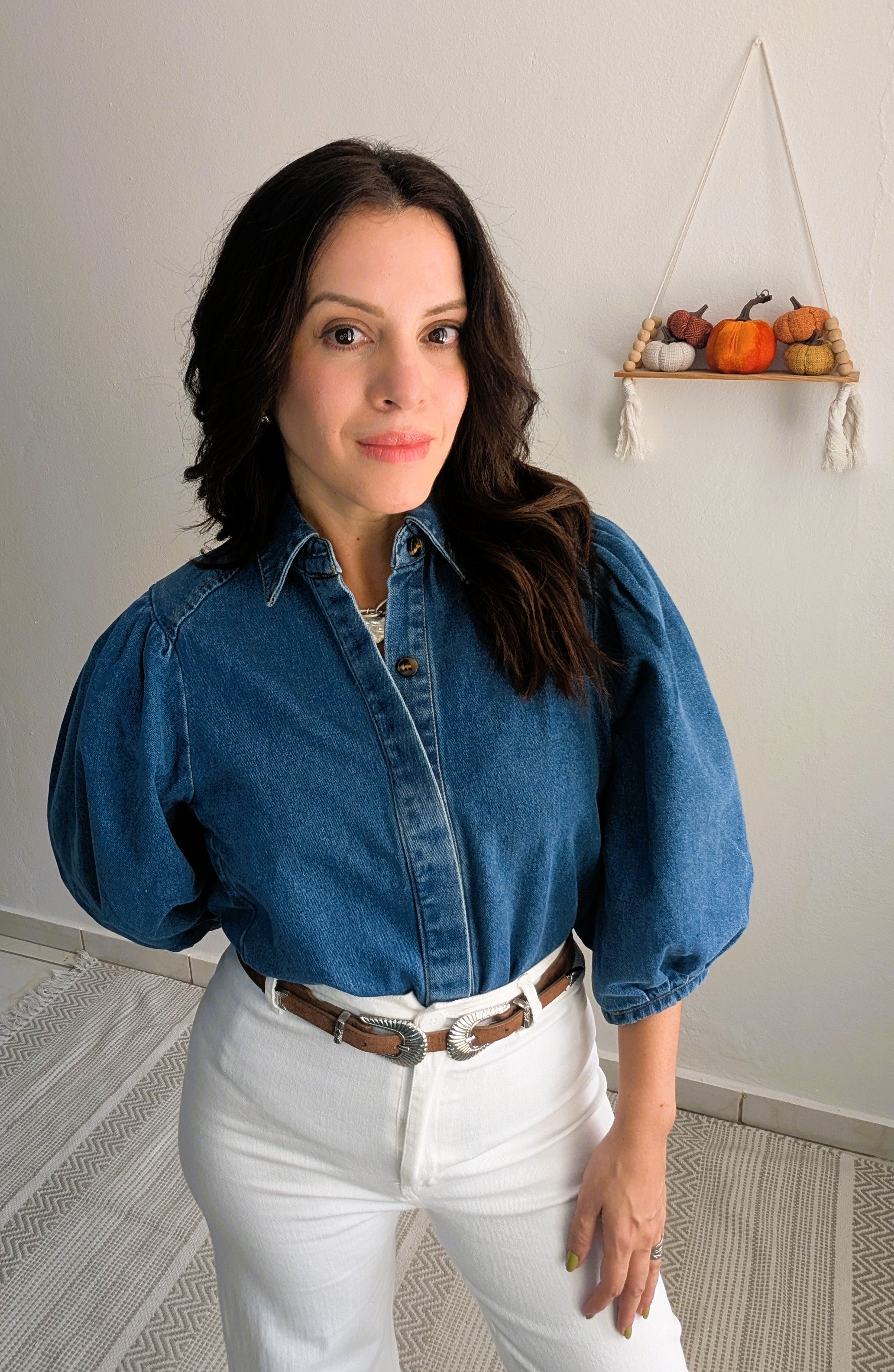 BALLOON SLEEVE DENIM SHIRT