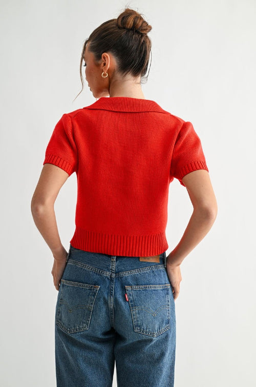 BOW-TIE FRONT KNIT TOP