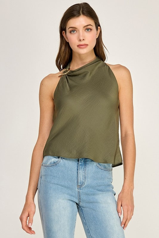Olive Halter Top