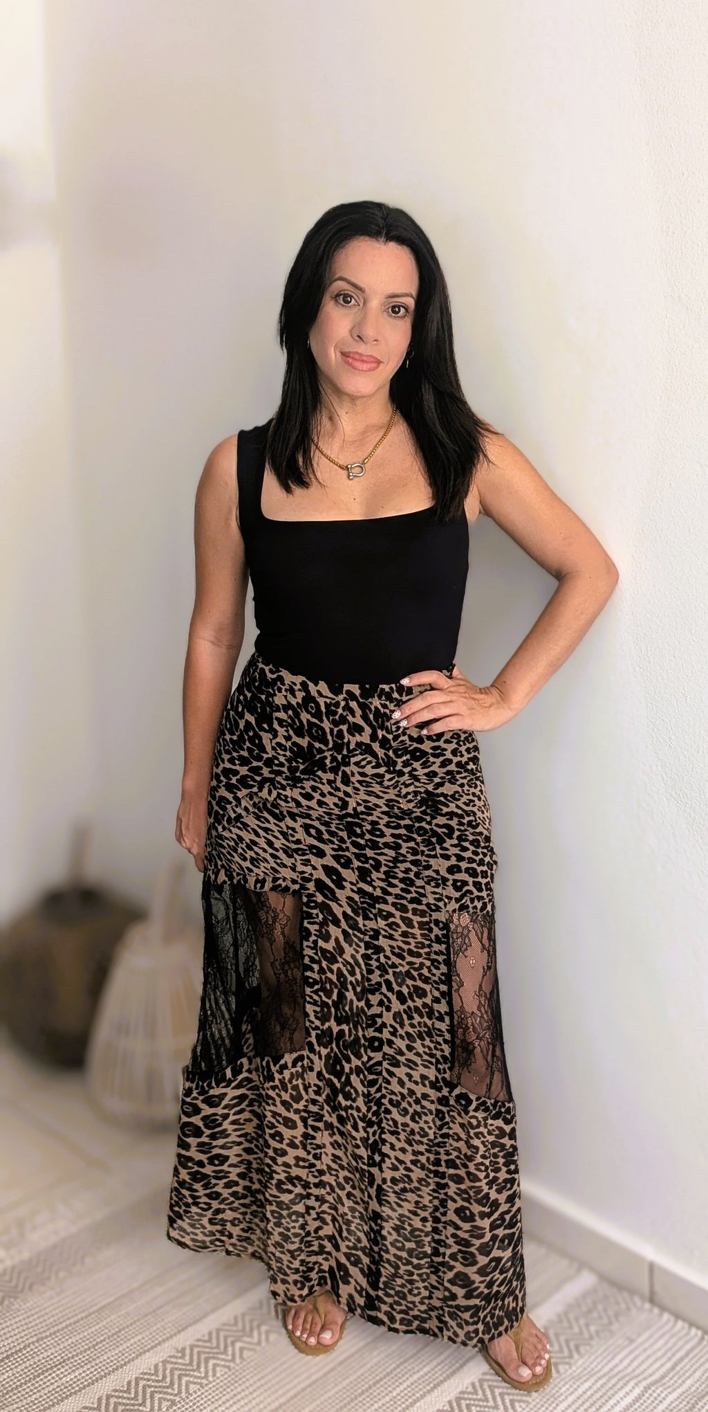 LEOPARD LACE MAXI SKIRT