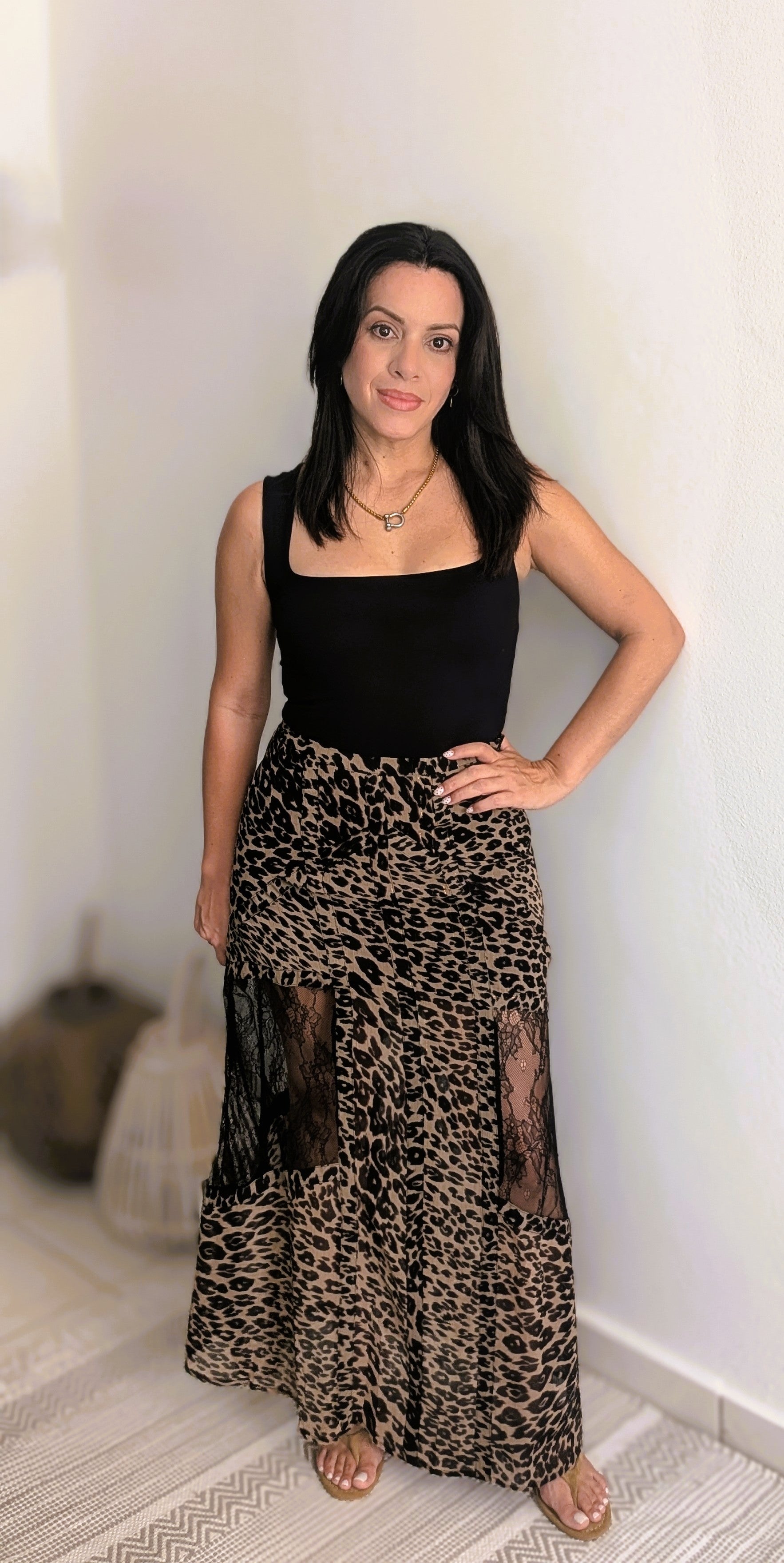 LEOPARD LACE MAXI SKIRT