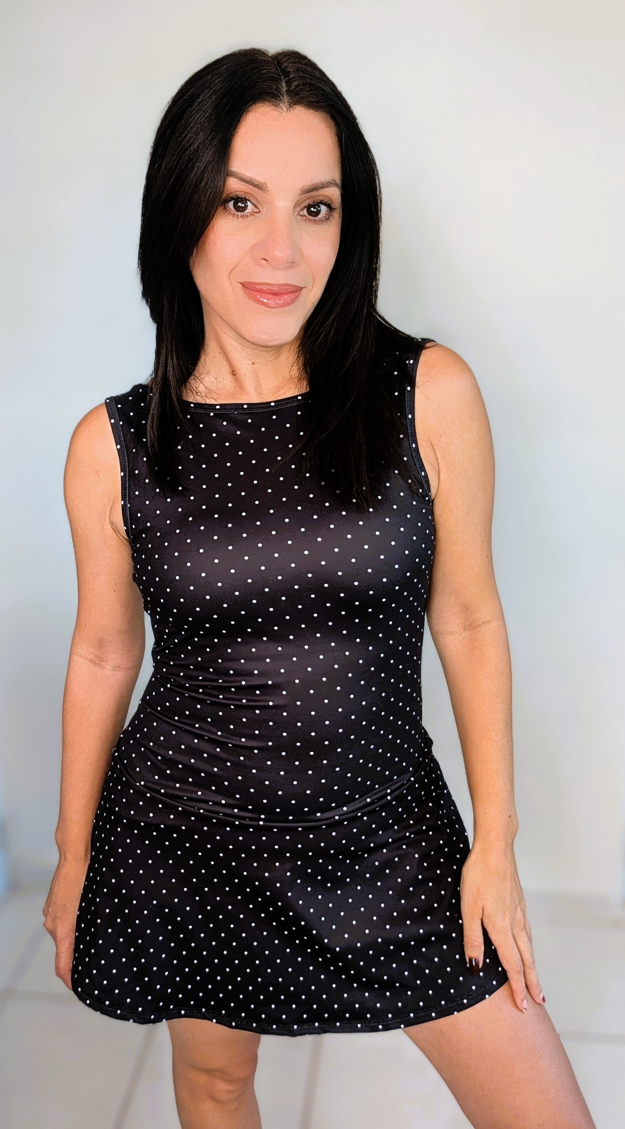 POLKA DOT PRINT A-LINE MINI DRESS WITH DROP WAIST