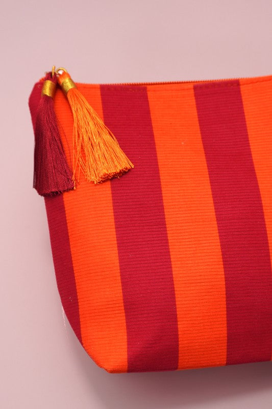 Resort Stripe Pouch- Orange
