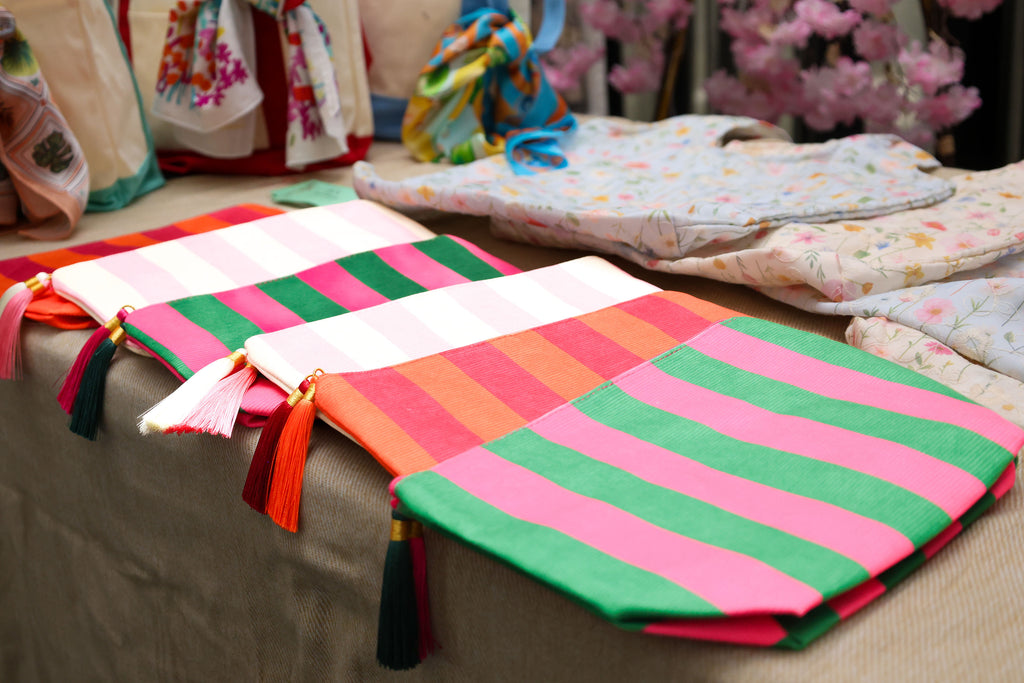 Resort Stripe Pouch – Fuchsia Green