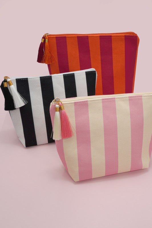 Resort Stripe Pouch- Pink