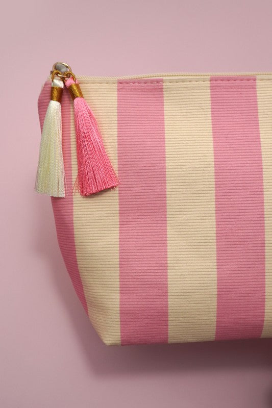 Resort Stripe Pouch- Pink