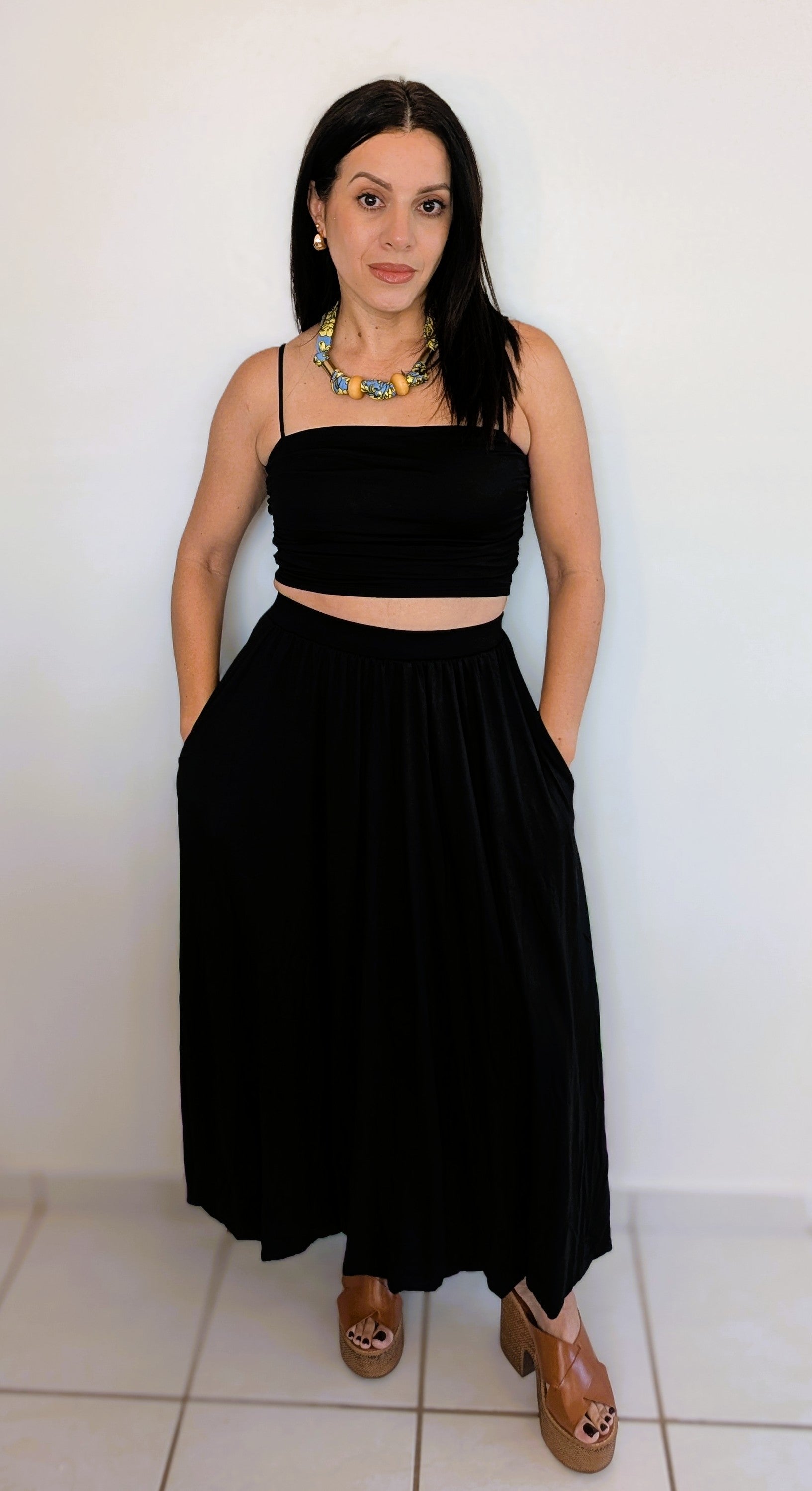 SLEEVELESS CROP TOP WITH BALLOON MAXI SKIRT