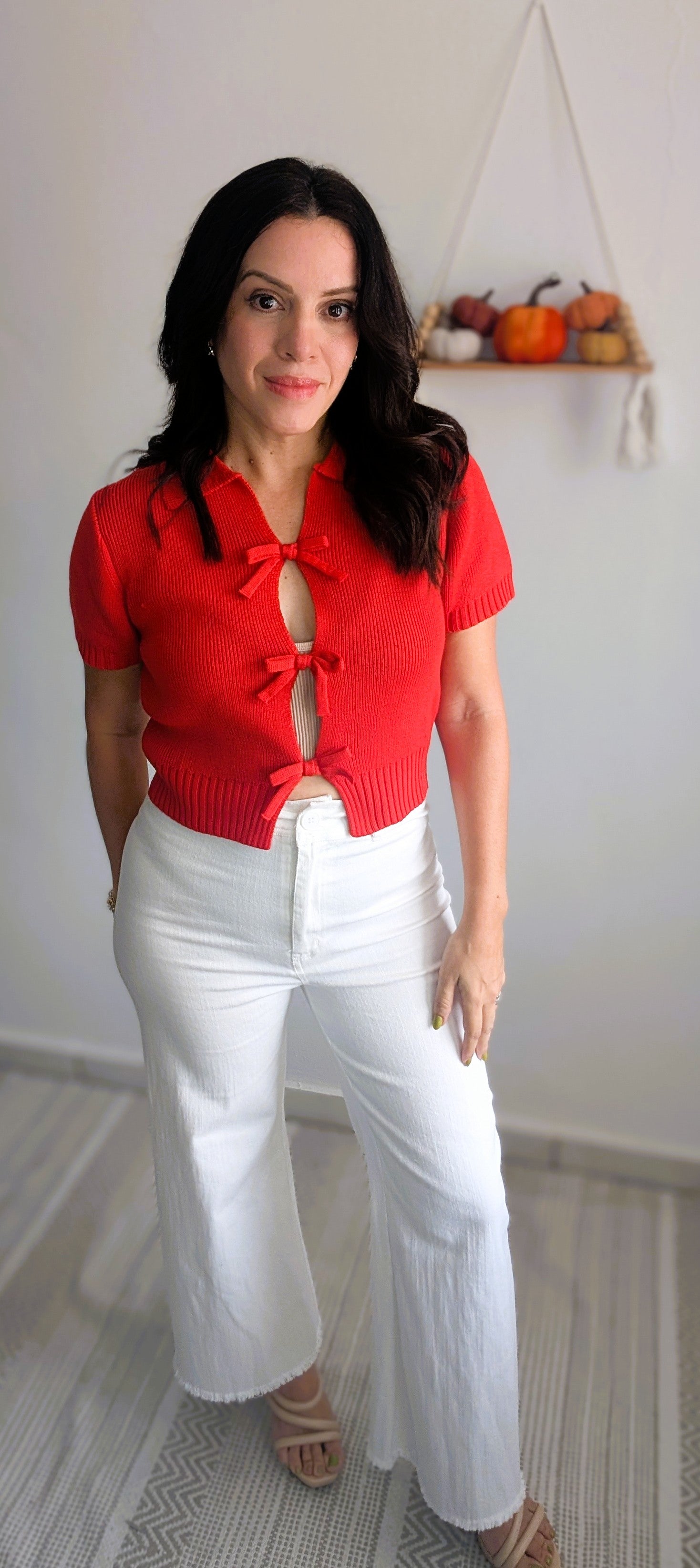 BOW TIE FRONT KNIT TOP