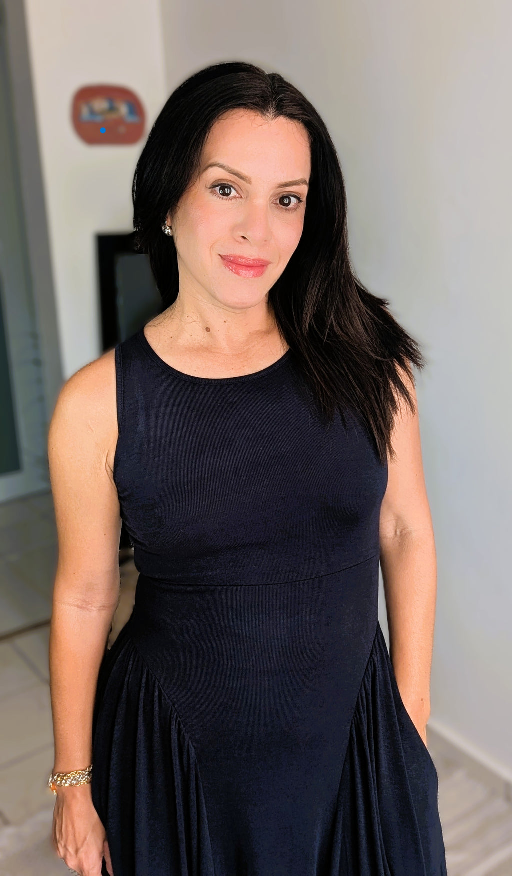 RIB KNIT PLEATED MAXI DRESS